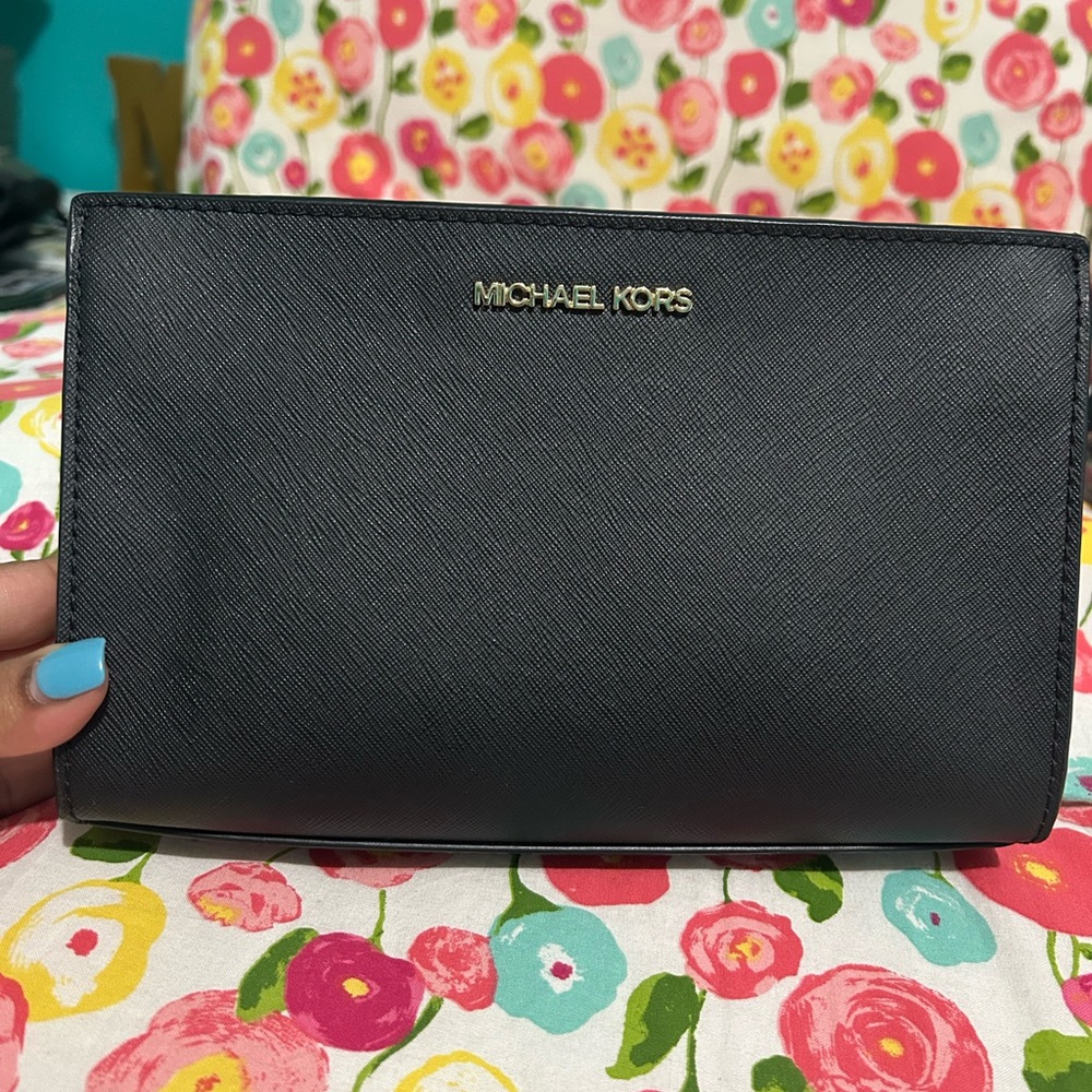 Michael Kors Charcoal Leather Clutch